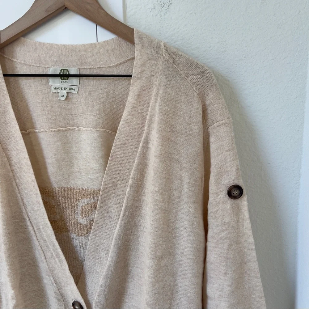 KOCH Longfellow Octopus Cardigan in Tan / Beige